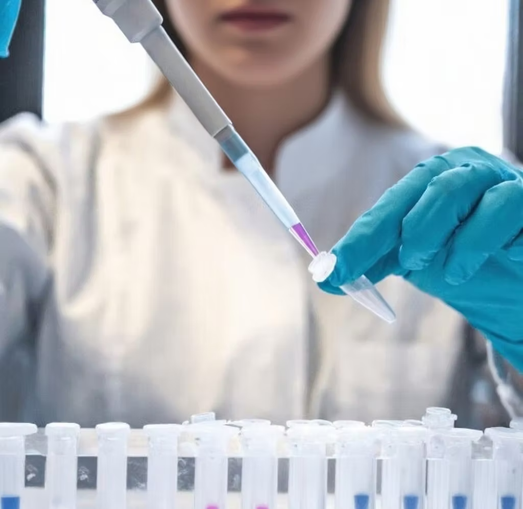Scientist pipetting a molecular sample